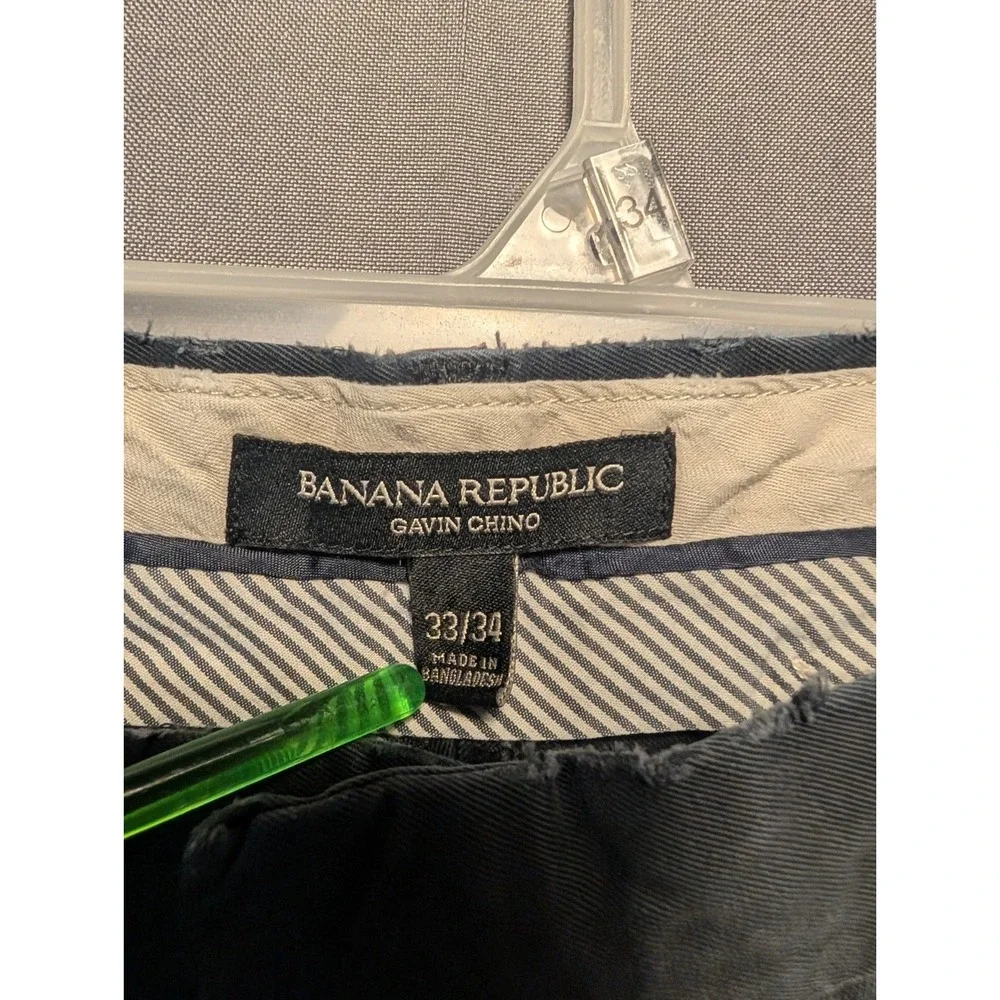 Banana Republic Gavin Chino Pants Mens 33x34 Charcoal Gray Straight Leg Cotton